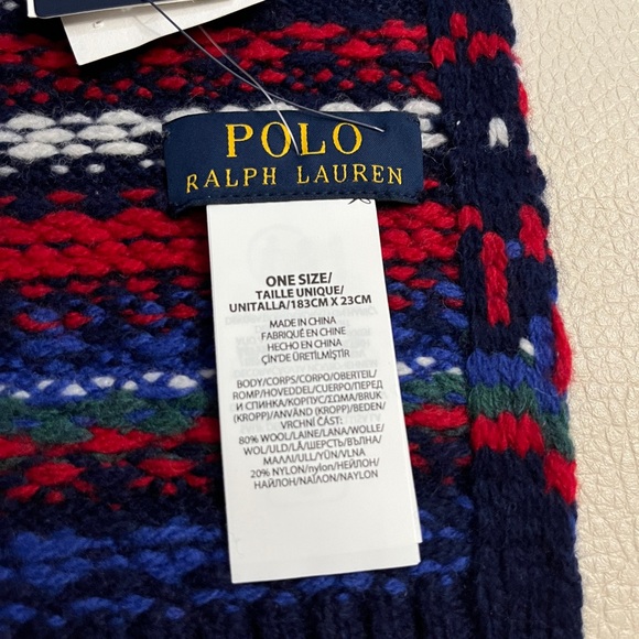 NWT - Polo Ralph Lauren Wool Blended Polo Bear Scarf - Picture 5 of 6